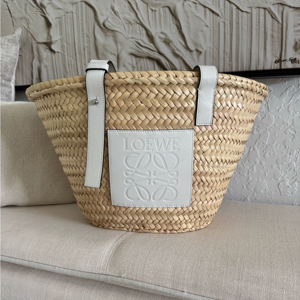 Loewe Basket Bag in Palm Leaf and Calfskin